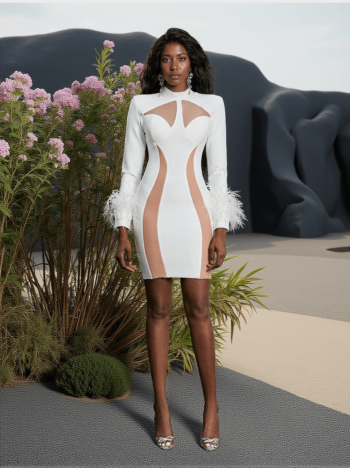 ABITO BANDAGE PATCHWORK GABRIELLA IN BIANCO