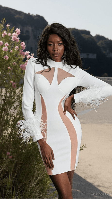 ABITO BANDAGE PATCHWORK GABRIELLA IN BIANCO