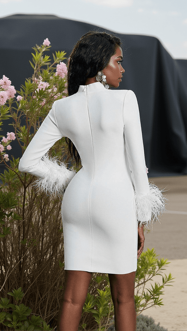 AIIZIE GABRIELLA PATCHWORK BANDAGE DRESS IN WHITE - product image