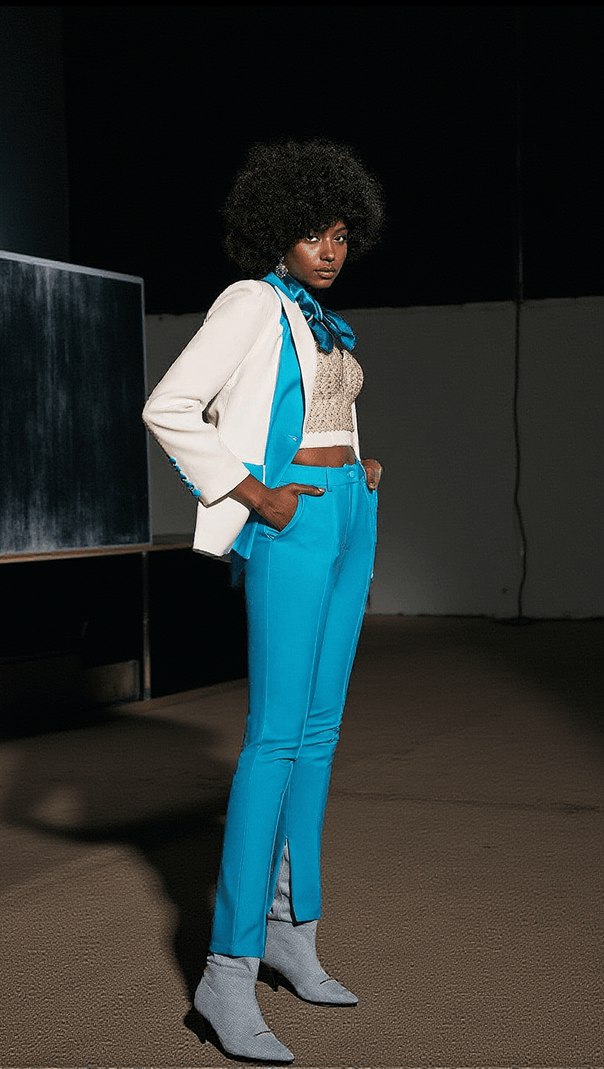 AIIZIE RITA PATCHWORK BLAZER SET IN BLUE - product image