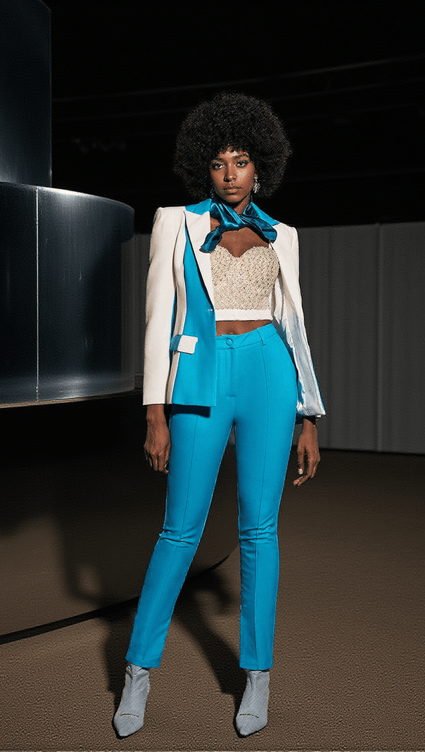 AIIZIE RITA PATCHWORK BLAZER SET IN BLUE - product image
