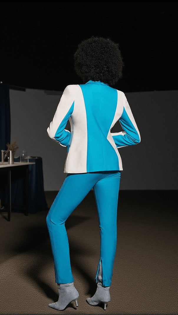 AIIZIE RITA PATCHWORK BLAZER SET IN BLUE - product image