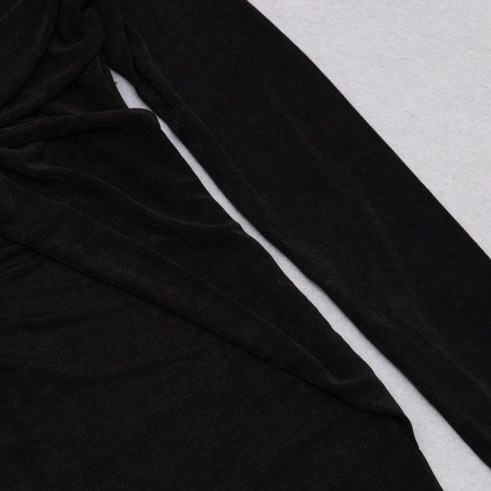AIIZIE BLACK LEAKY SHOULDER CROSS-LACE-UP SLIM-FIT DRESS - product image