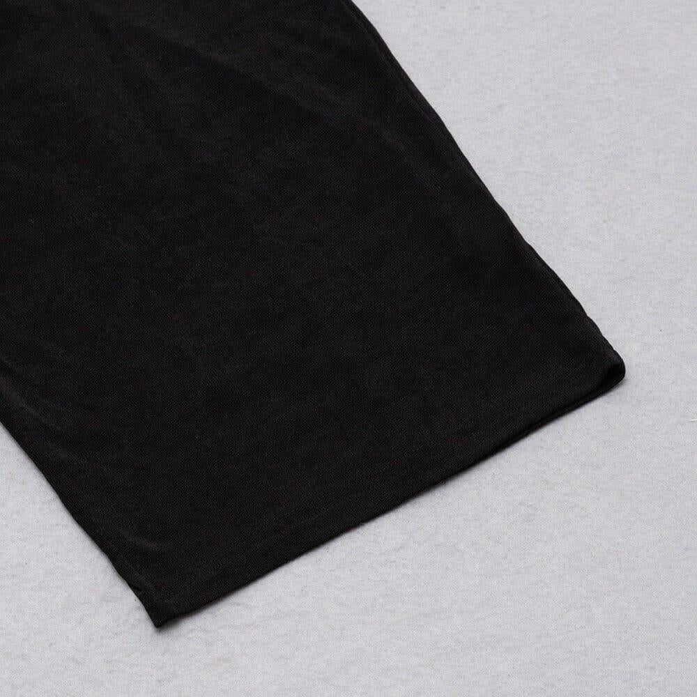 AIIZIE BLACK LEAKY SHOULDER CROSS-LACE-UP SLIM-FIT DRESS - product image