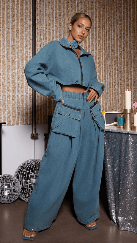 Maudie – Weites Jeanshosenset mit Taschen