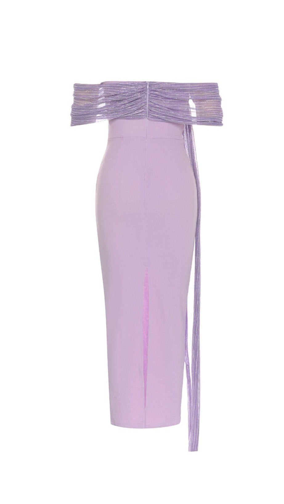 PURPLE ONE-SHOULDER MAXI DRESS WITH RIGHT DROPPED SLEEVES