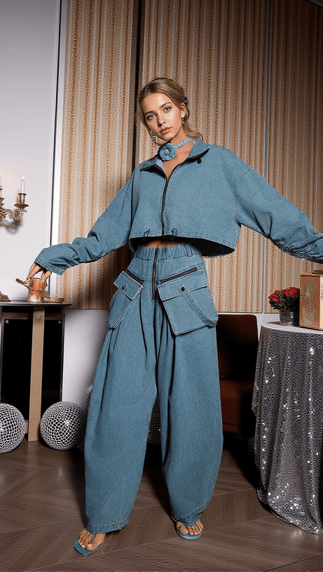 Maudie – Weites Jeanshosenset mit Taschen