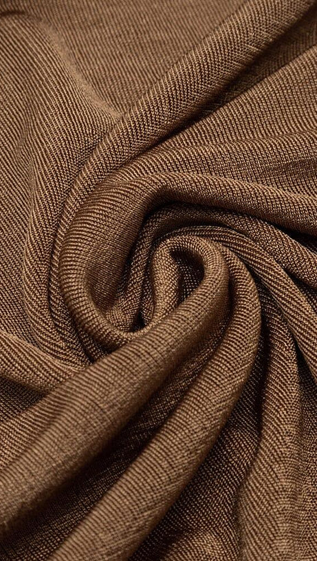 CARAMEL TURTLENECK WAIST HOLLOW PLEATED DRESS