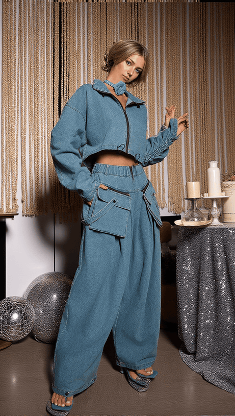 Maudie – Weites Jeanshosenset mit Taschen