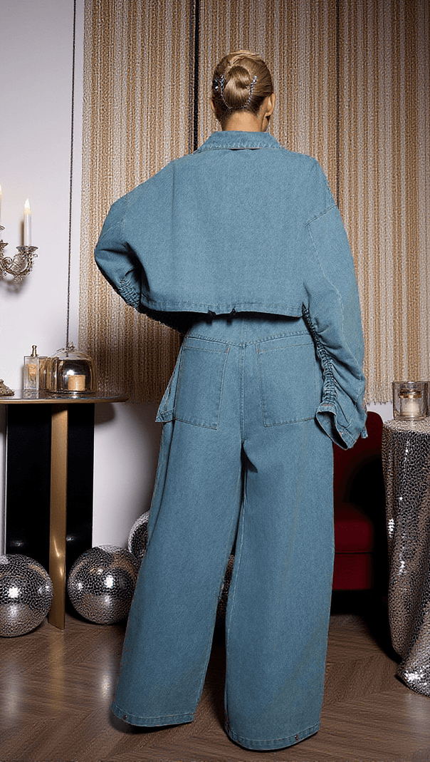 AIIZIE MAUDIE POCKET WIDE DENIM PANTS SET - product image