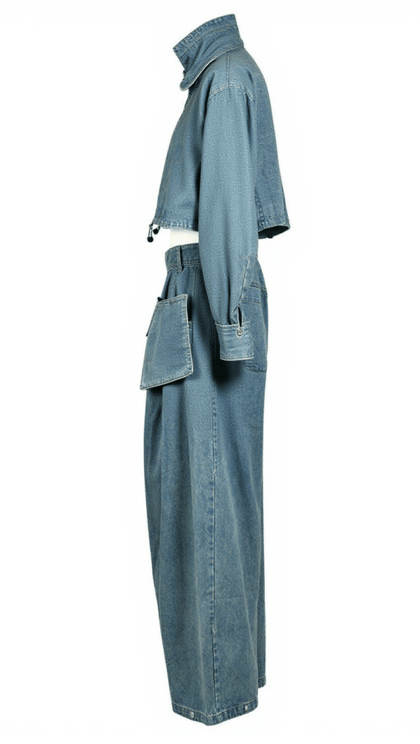 AIIZIE MAUDIE POCKET WIDE DENIM PANTS SET - product image