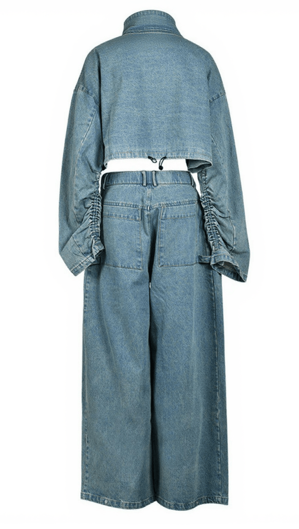 AIIZIE MAUDIE POCKET WIDE DENIM PANTS SET - product image