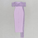 PURPLE ONE-SHOULDER MAXI DRESS WITH RIGHT DROPPED SLEEVES