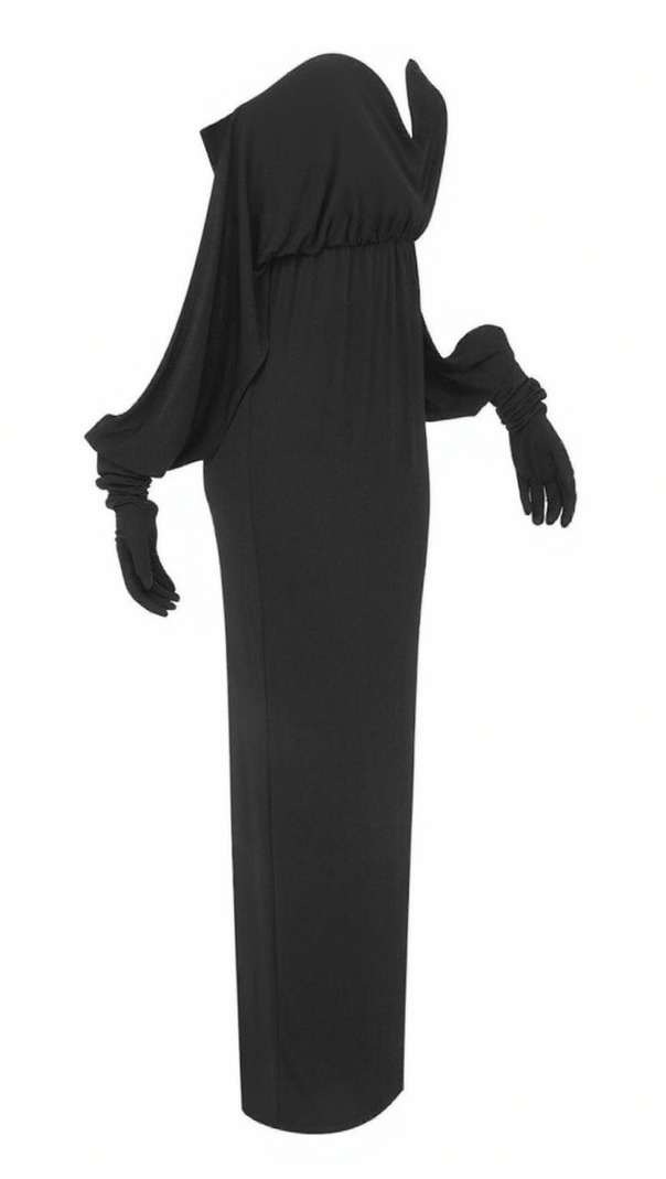 AIIZIE BELIA OFF SHOULDER BACK SPLIT GLOVES DRESS - product image