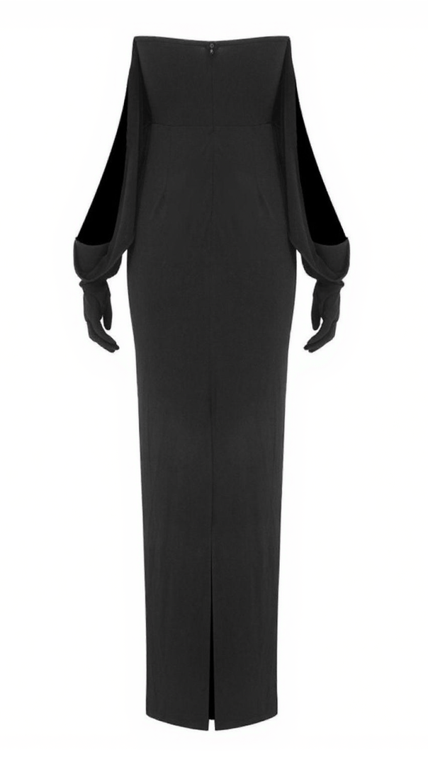 AIIZIE BELIA OFF SHOULDER BACK SPLIT GLOVES DRESS - product image