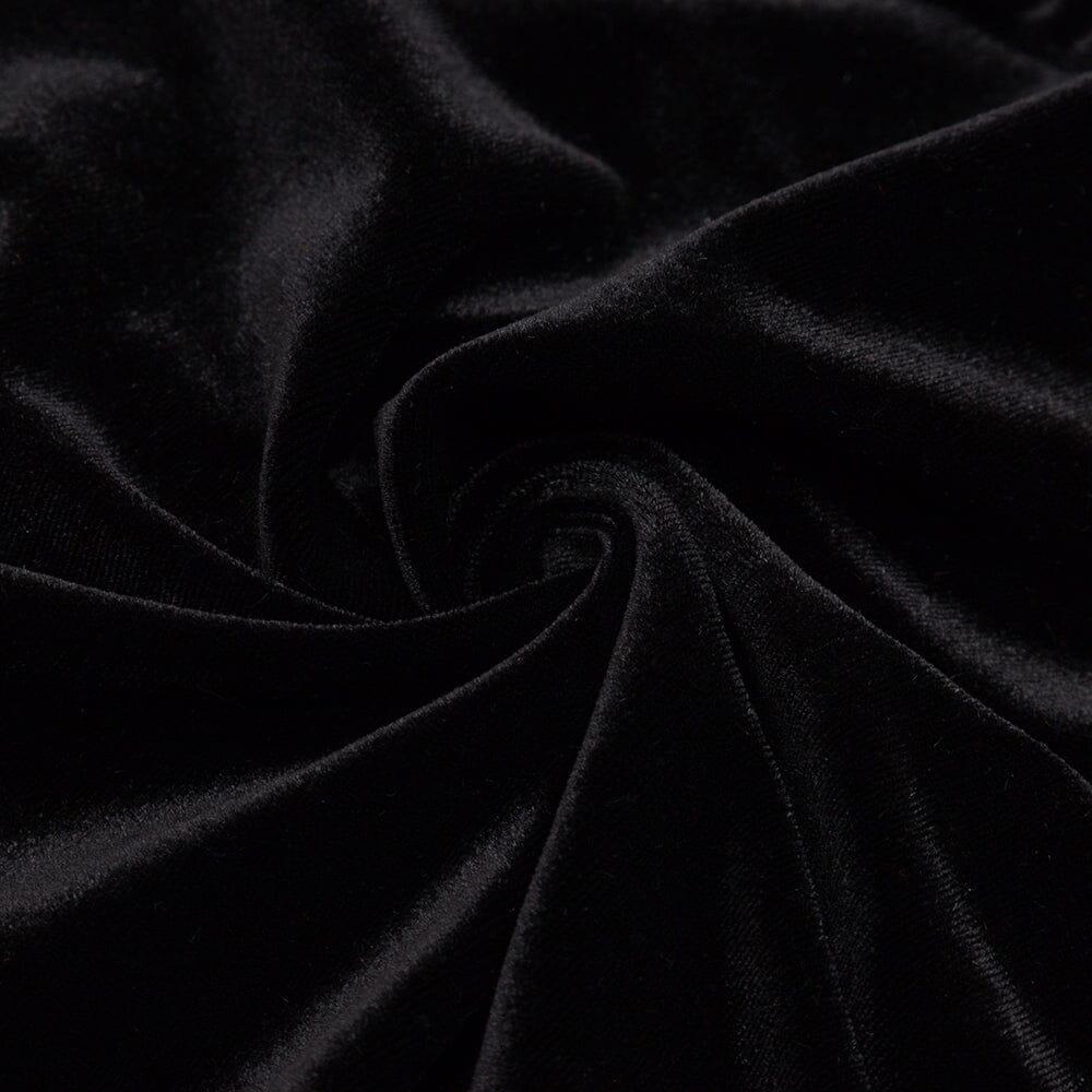 SCHWARZES SAMTKLEID MIT RUNDHALSAUSSCHNITT UND NÄHTEN