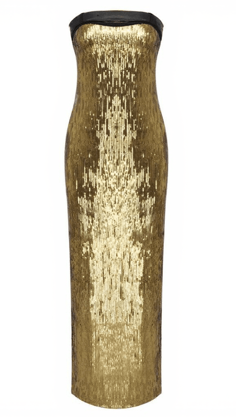 Trägerloses Kleid „Triana“ mit Gürtel und Glitzerpailletten