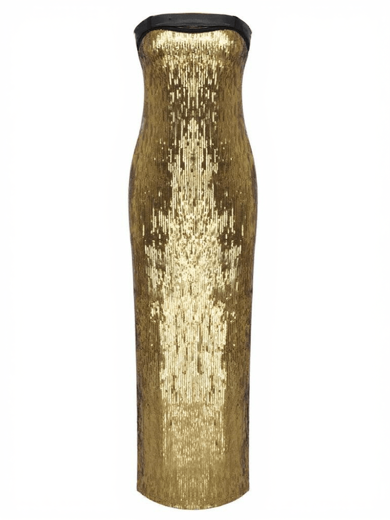 AIIZIE TRIANA STRAPLESS BELTED GLITTER SEQUIN DRESS - product image