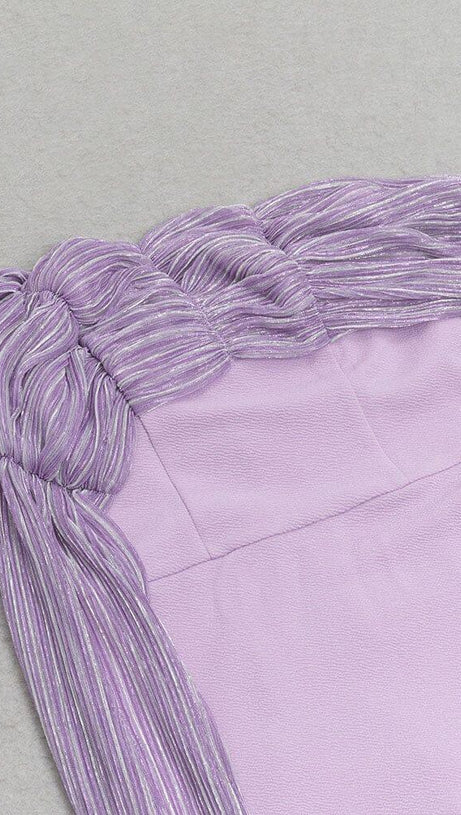 PURPLE ONE-SHOULDER MAXI DRESS WITH RIGHT DROPPED SLEEVES