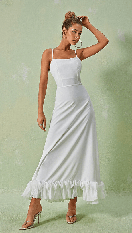 ILSA SPAGHETTI MAXI DRESS IN WHITE