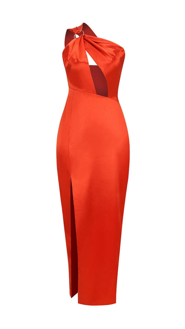AIIZIE ONE-SHOULDER SATIN HIGH-SLIT MAXI DRESS - product image