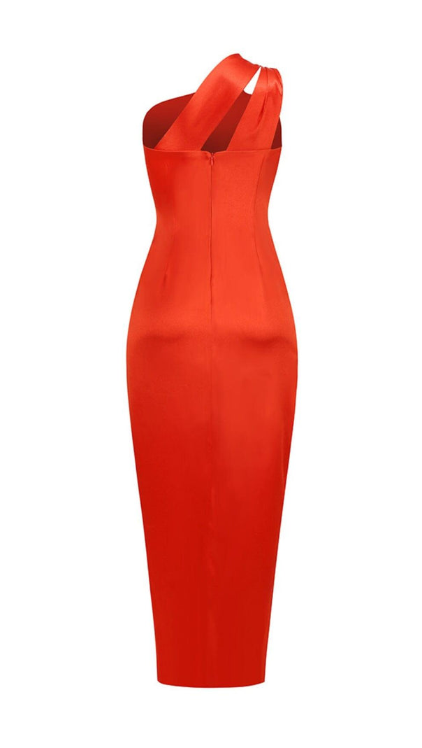 AIIZIE ONE-SHOULDER SATIN HIGH-SLIT MAXI DRESS - product image