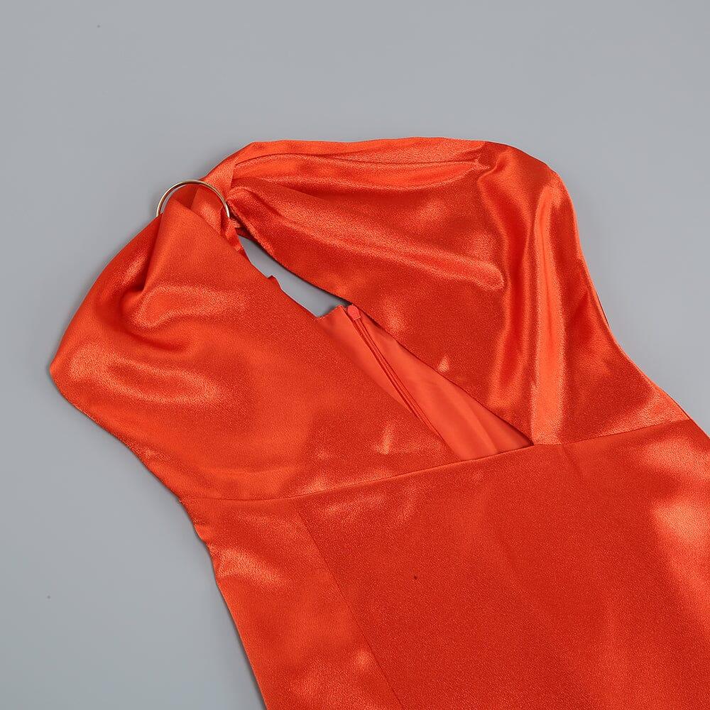 AIIZIE ONE-SHOULDER SATIN HIGH-SLIT MAXI DRESS - product image