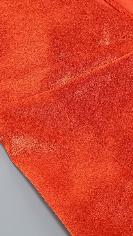 ONE-SHOULDER SATIN HIGH-SLIT MAXI DRESS