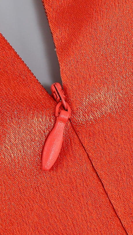 ONE-SHOULDER SATIN HIGH-SLIT MAXI DRESS