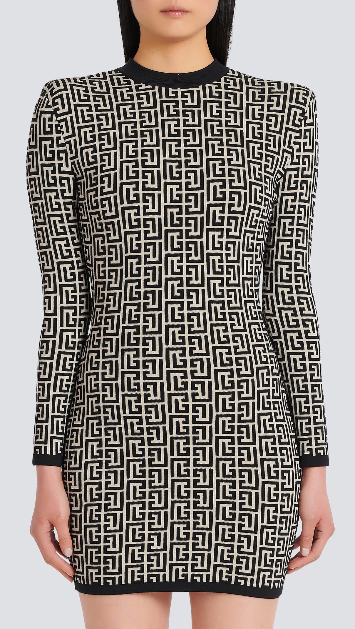 AIIZIE SHORT BICOLOR JACQUARD MINI DRESS WITH MONOGRAM - product image