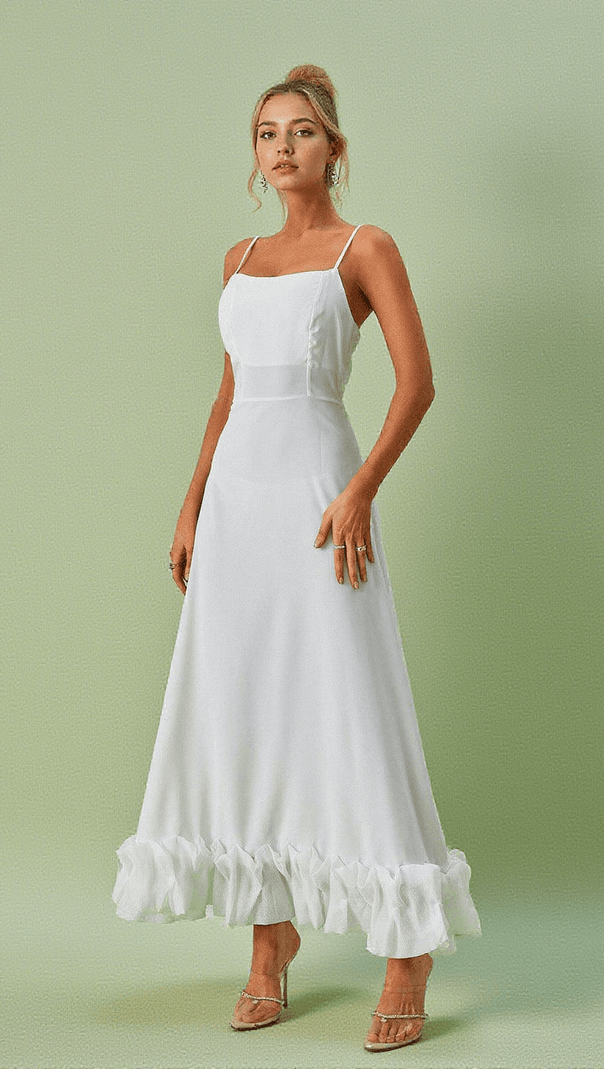 AIIZIE ILSA SPAGHETTI MAXI DRESS IN WHITE - product image