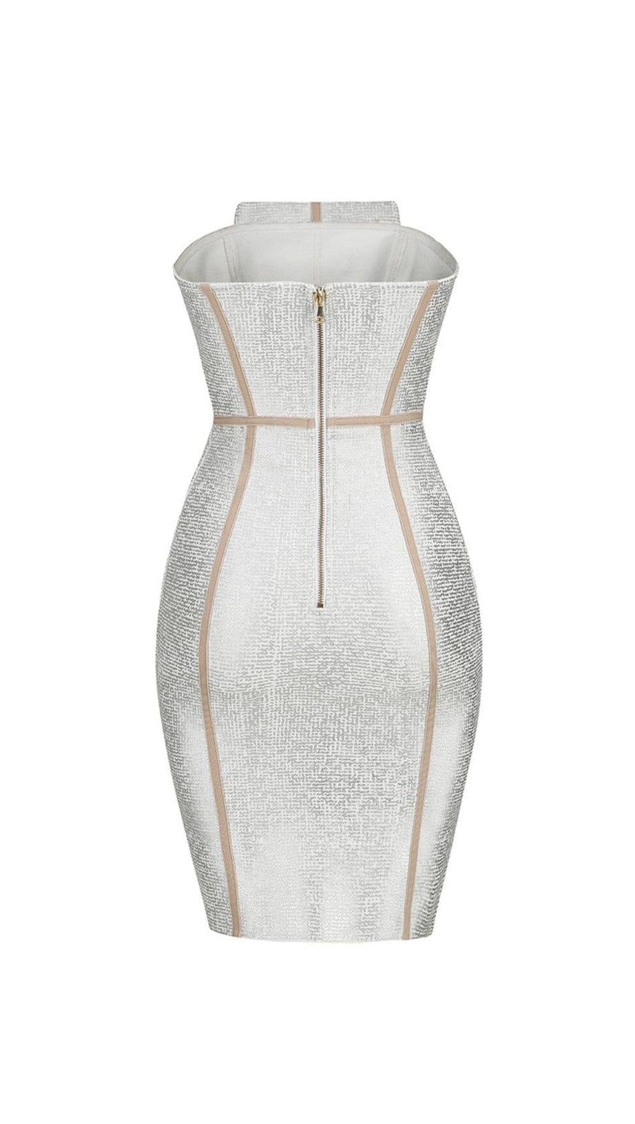 SILVER BANDEAU RHINESTONE TRIMMING DRESS