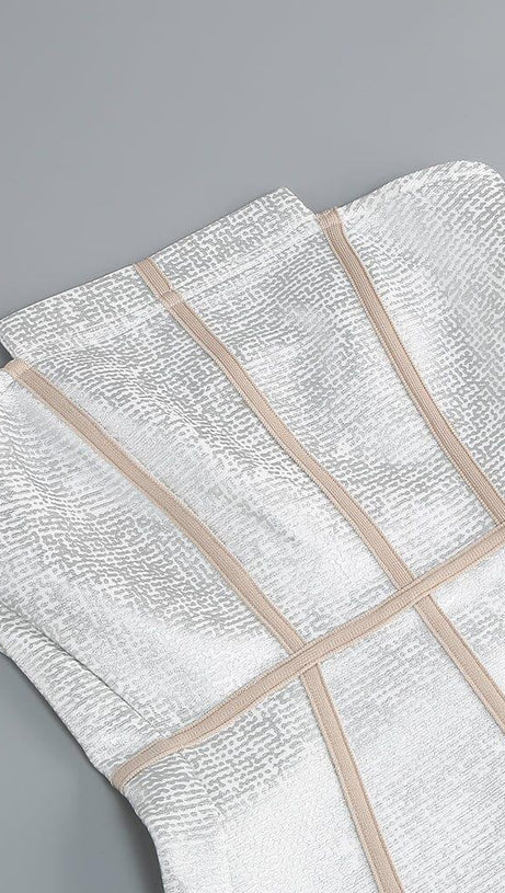 SILVER BANDEAU RHINESTONE TRIMMING DRESS