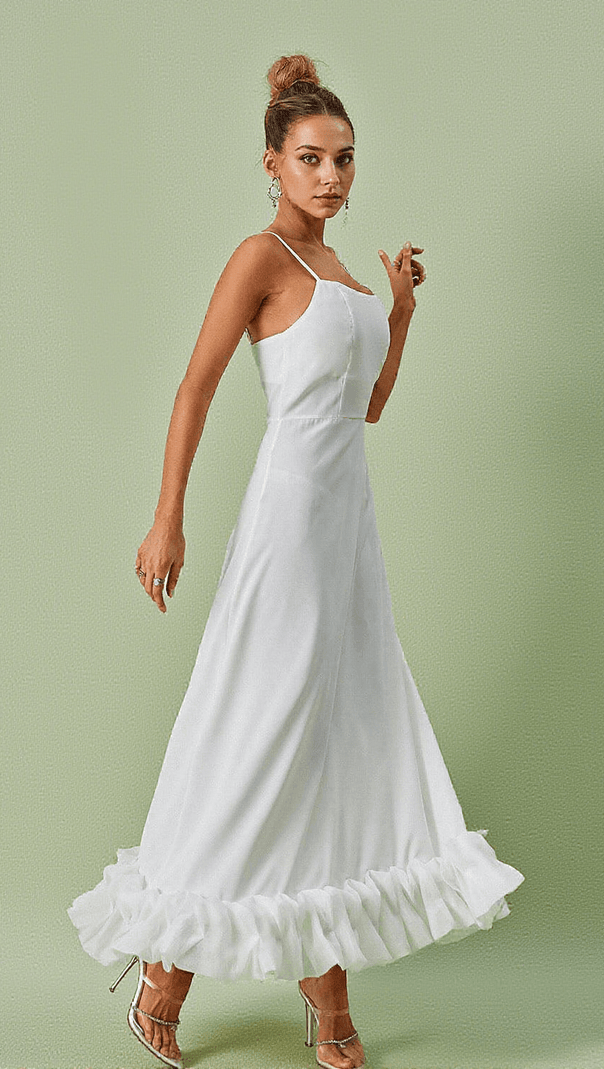 AIIZIE ILSA SPAGHETTI MAXI DRESS IN WHITE - product image