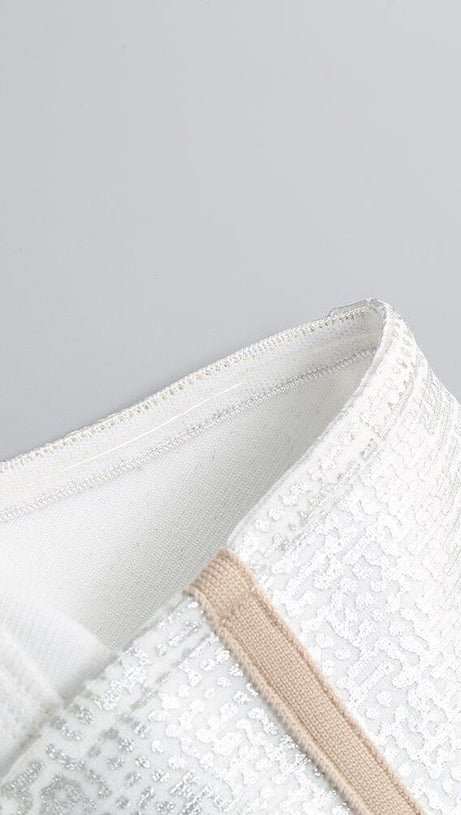 SILVER BANDEAU RHINESTONE TRIMMING DRESS