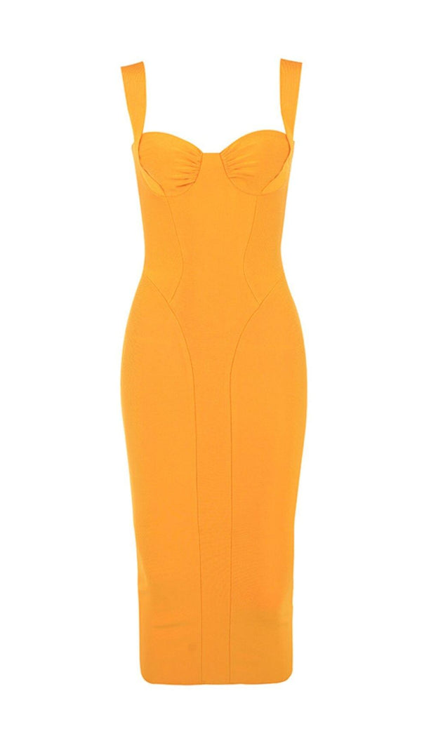 ABITO SLIM FIT CON BRETELLE SENZA MANICHE GIALLO D'OCA