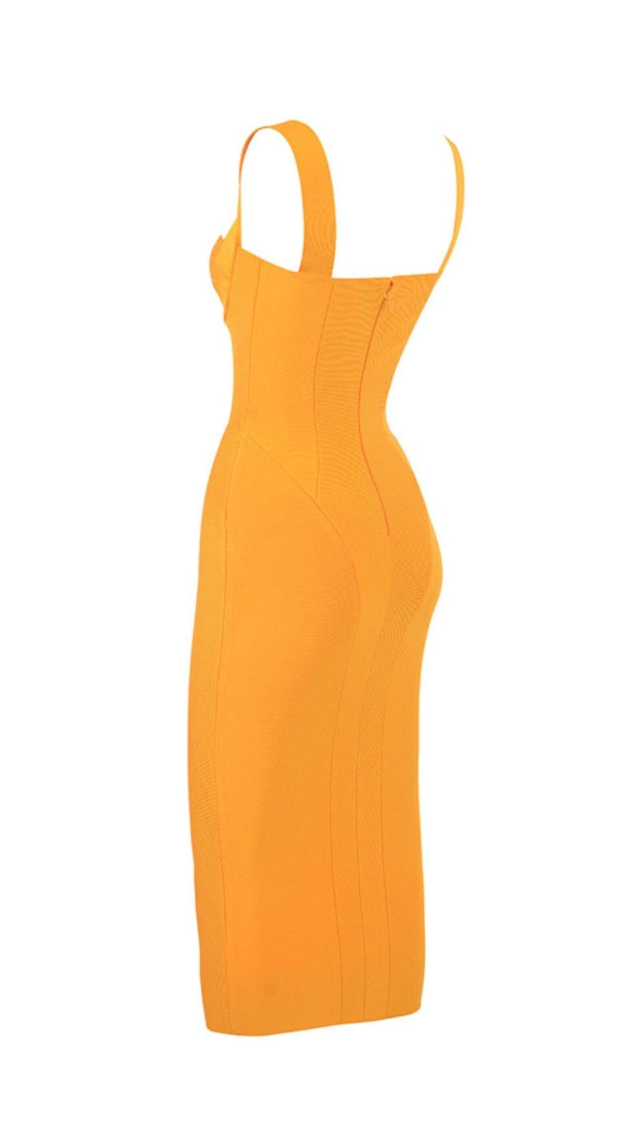 GOOSE YELLOW SLEEVELESS SLIM-FIT SUSPENDER DRESS