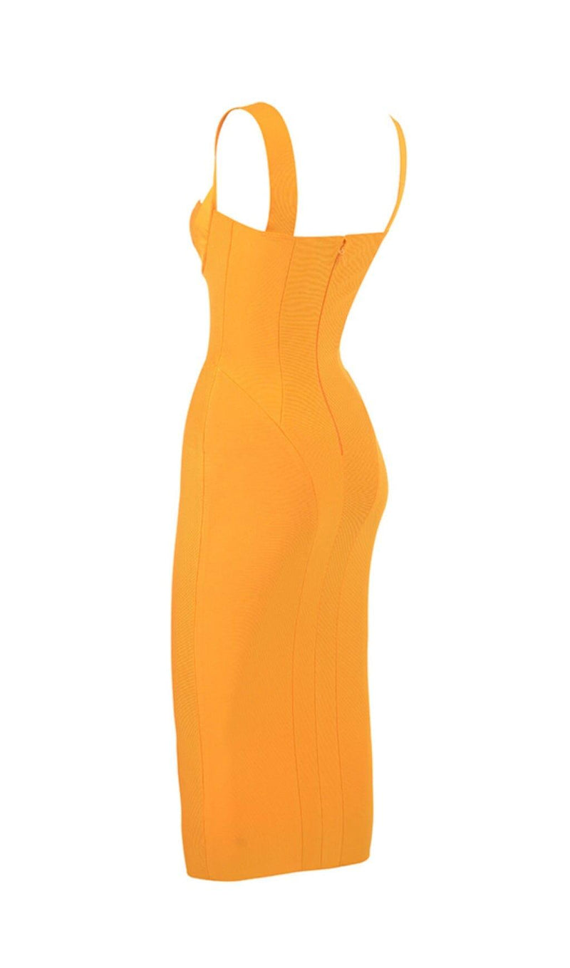 GOOSE YELLOW SLEEVELESS SLIM-FIT SUSPENDER DRESS