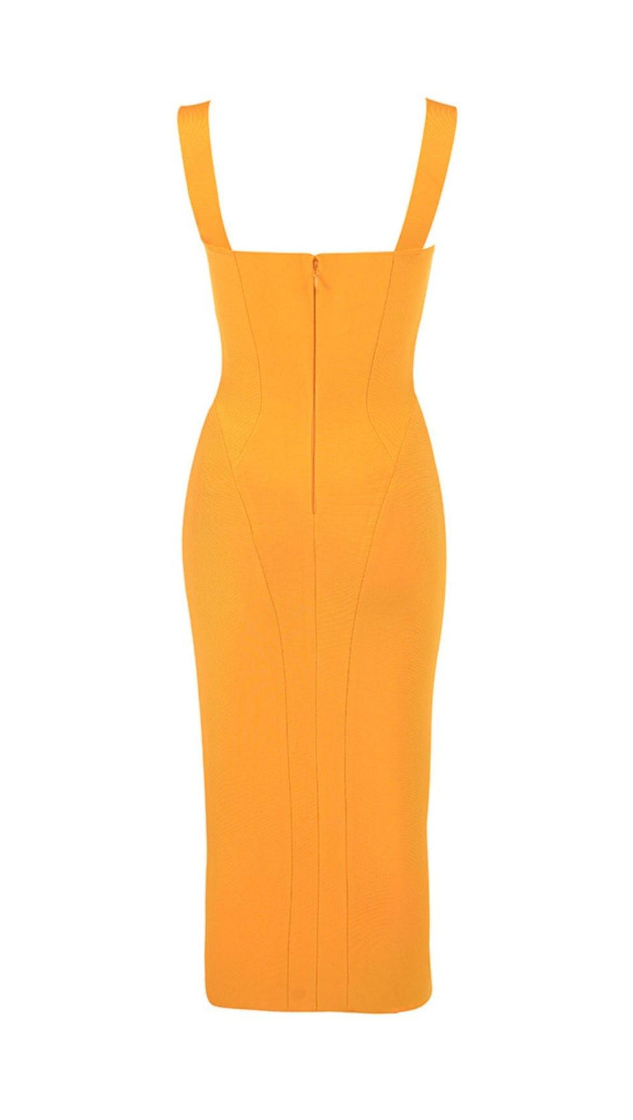 GOOSE YELLOW SLEEVELESS SLIM-FIT SUSPENDER DRESS