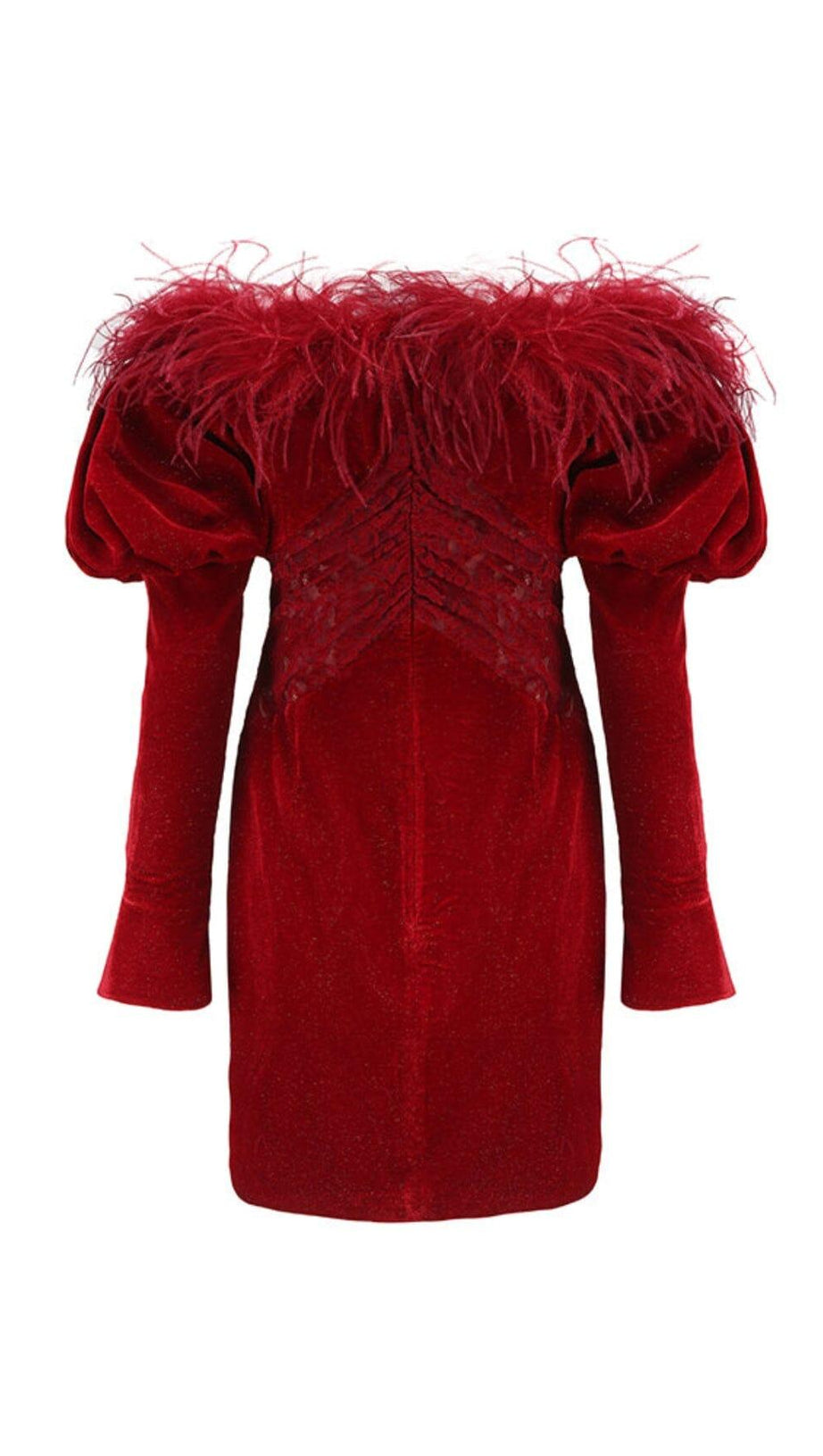 RED VELVET OFF SHOULDER MINI DRESS