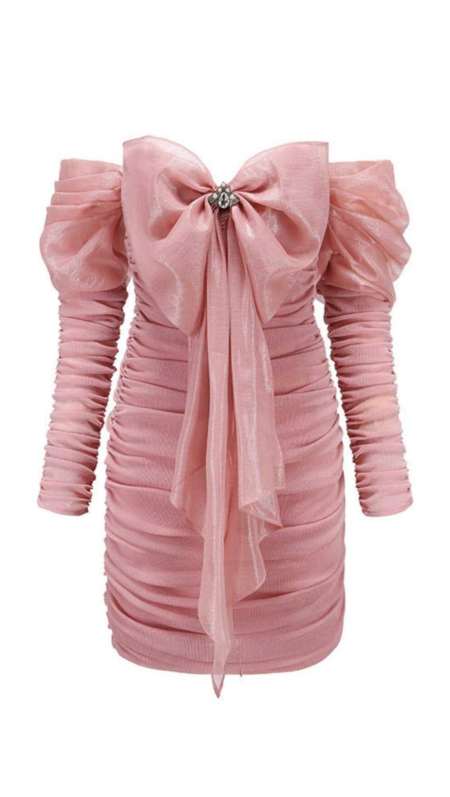 ROSA LANGÄRMELIGES MINIKLEID MIT SCHLEIFE