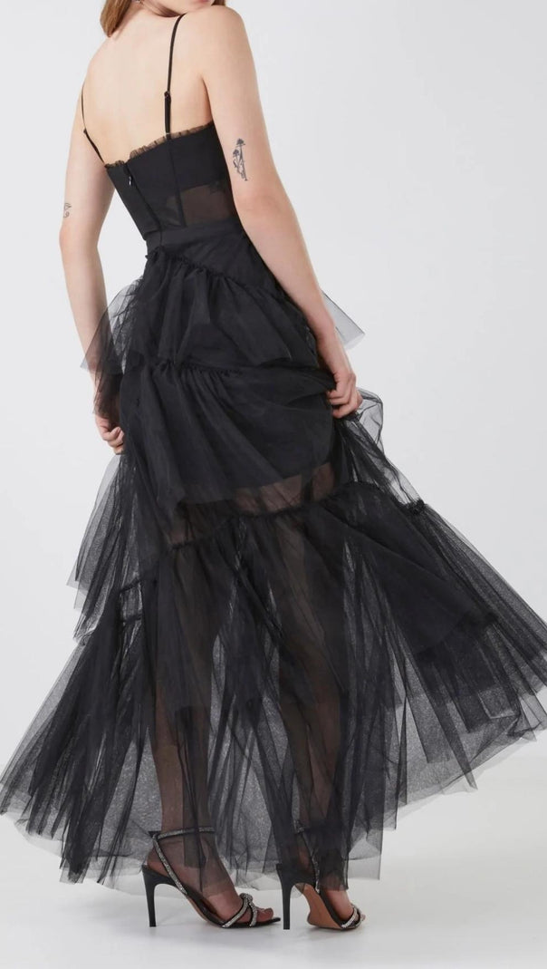 AIIZIE TIERED RUFFLE TULLE EVENING MAXI DRESS - product image