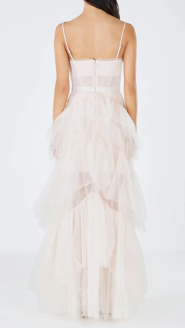AIIZIE TIERED RUFFLE TULLE EVENING MAXI DRESS - product image