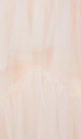 TIERED RUFFLE TULLE EVENING MAXI DRESS