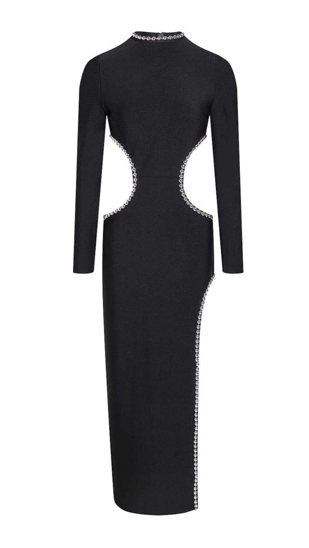 AIIZIE EMBELLISHED CUT OUT MAXI BANDAGE DRESS IN BLACK - product image