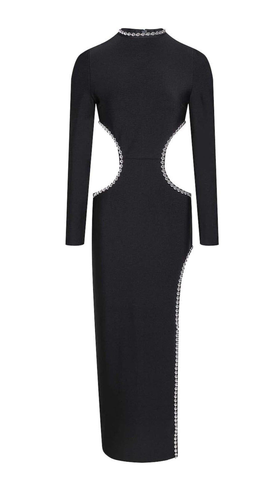 Verziertes Maxi-Bandage-Kleid mit Cut-Outs in Schwarz