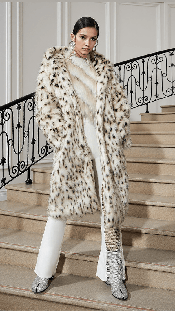 AIIZIE TALVI LEOPARD FAUX FUR HOODED COAT - product image
