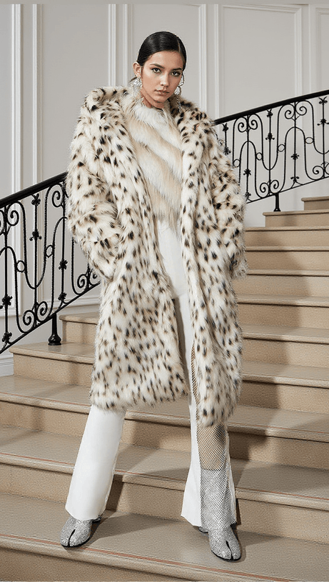 TALVI LEOPARD FAUX FUR HOODED COAT