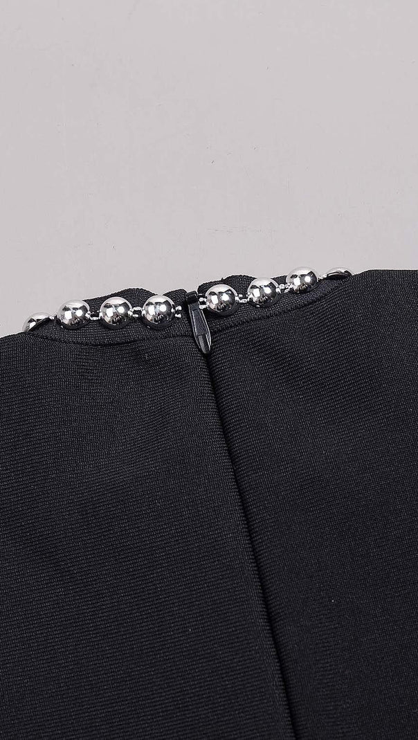 AIIZIE EMBELLISHED CUT OUT MAXI BANDAGE DRESS IN BLACK - product image