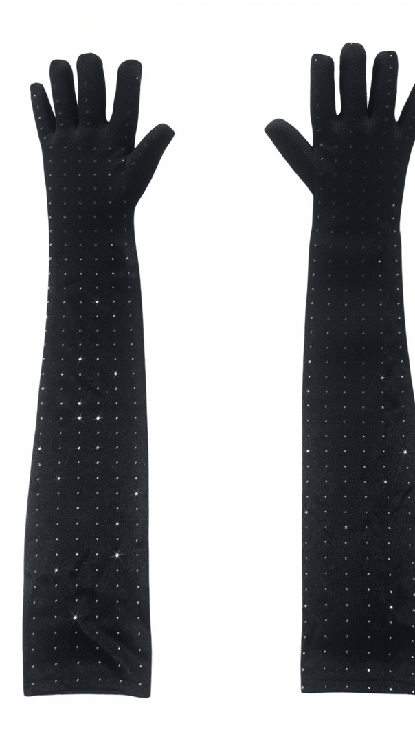 AIIZIE LEDIE RHINESTONE GLOVES IN BLACK - product image